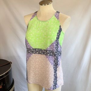 J. CREW Silk Colorblock  Floral Print Top NEW
